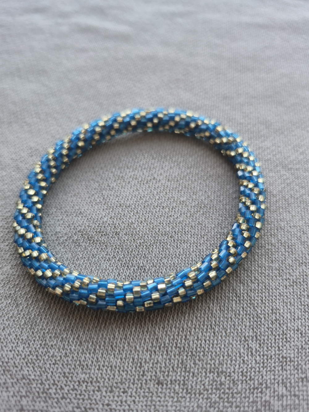 Blue and Gold Beaded Rope Bracelet for Women